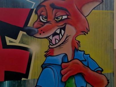 Aggressive Red Creature — Street art in Berlin