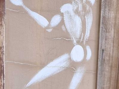 Dancing White Silhouette with Birds, Mesnager — Street art by Jerome Mesnager in Vichy