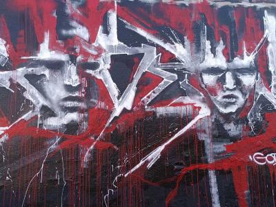 Two Tormented Faces by Godelu — Street art by Godelu in Nantes