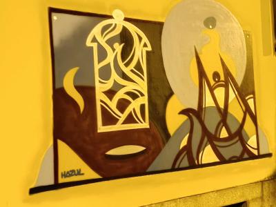 Caged Bird and Abstraction by Hazul — Street art by Hazul in Porto