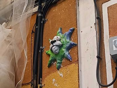 Panda Star Creature Sticker — Street art in Madrid