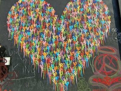 Multicolor Heart Dripping — Street art in London