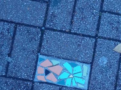 Floral Mosaic in Lille Pavement — Street art in Hauts-de-France