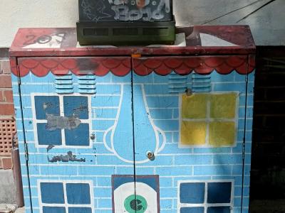 Illustrated Blue House — Street art in London