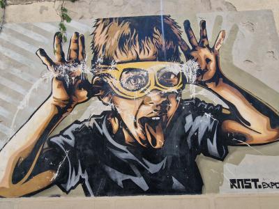The Goggle Kid by RNST — Street art by RNST in Nîmes