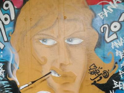 Naïve Portrait with Cigarette — Street art in Paris