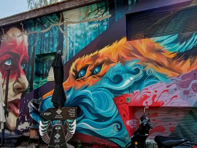 Very colorful abstract composition — Street art by Martynas Šnioka in Vilnius