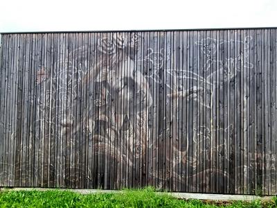 Two Birds in Flight — Street art by LPVDA in Le Pont-de-Claix
