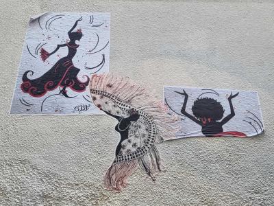 Three Elegant Dancer Stickers — Street art in Clermont-Ferrand