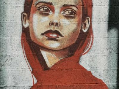 Woman with Red Hair — Street art by Jef in Saint-Nicolas-de-Redon