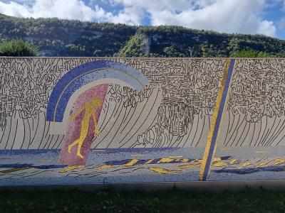 Figurative Mosaic at Nantua Lake — Street art in Nantua
