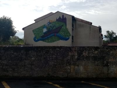 Blue Flying Bird — Street art by Selor in Brantôme en Périgord