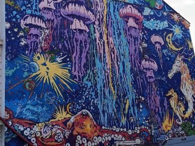 Jellyfish and Cosmos — Street art by Michal Škapa in Prague