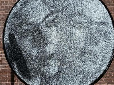 Monochrome Pointillist Portrait — Street art in London