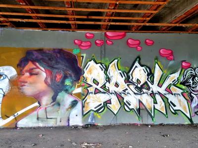 Female Portrait and Letters — Street art in Grenoble
