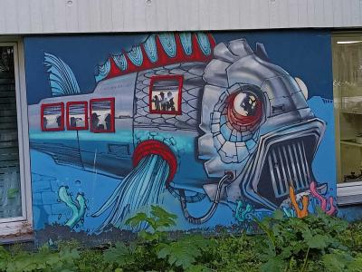 Train-poisson mécanique — Street art à Nantes