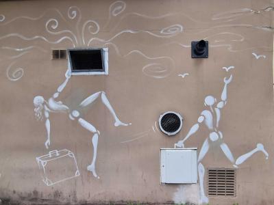 Personnages blancs de Mesnager à Vichy — Street art de Jerome Mesnager à Vichy