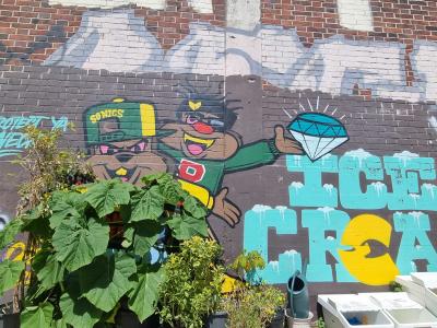Ours hip-hop au diamant et glace — Street art à Strasbourg