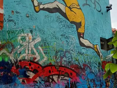 Flying Kick — Street art in Prague