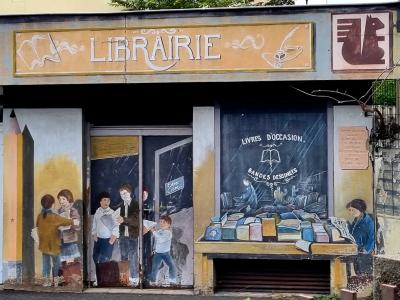 Trompe-l'œil librairie ancienne — Street art à Chamalières