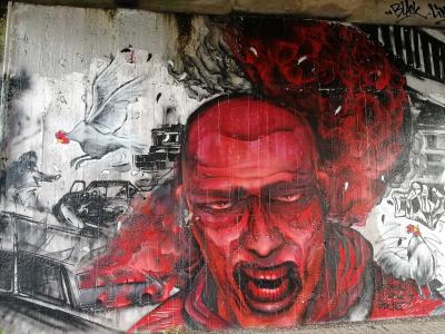 Red Urban Scream in Nantes — Street art in Nantes