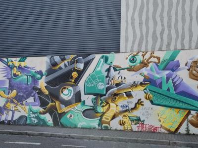 Oiseaux et nostalgie vintage — Street art de Stom500 à Strasbourg