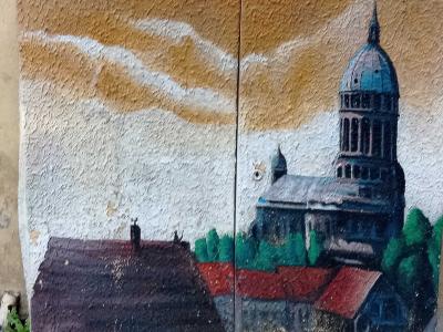 Stylized Byzantine architecture — Street art in Boulogne-sur-Mer