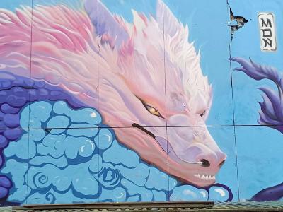 Pink Fantasy Dragon in Berlin — Street art in Berlin