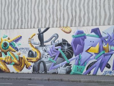 Créatures marines abstraites — Street art de Stom500 à Strasbourg