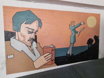 Lecteur et danseuse dans le passage — Street art à Strasbourg