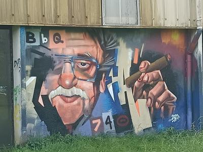 L'homme au cigare et au vin — Street art à Sainte-Luce-sur-Loire