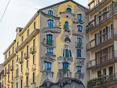 The Vision, a trompe-l'œil facade — Street art by Cheone in Milano