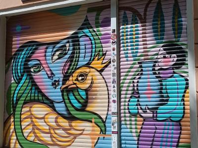Rideaux cubistes du Golden Goose Lab — Street art à Berlin