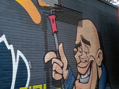 The painter with a roller, Plotz — Street art in Köln
