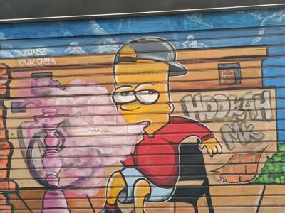 Bart Simpson smoking shisha — Street art in Marseille