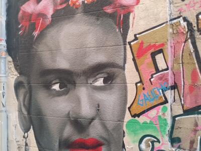 Portrait of Frida Kahlo, Le Panier — Street art by ANP in Marseille