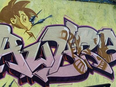 Lettrage wildstyle et clin d'œil manga — Street art à Nantes