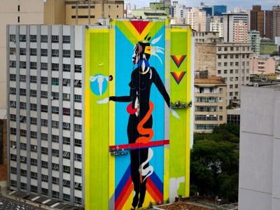 Híbrida Astral – Guardiã Brasileira — Street art by Criola in Belo Horizonte