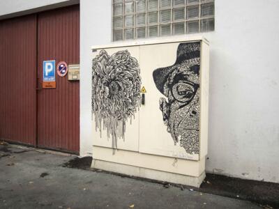 Paper-Cut, les deux visages — Street art de Aurel Rubbish à Bayonne