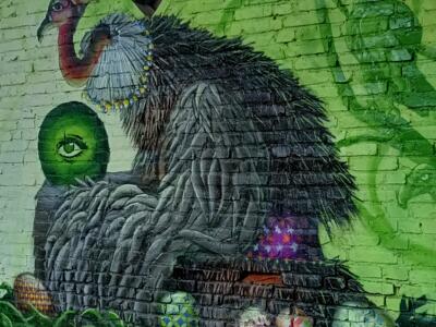Vulture brooding on painted eggs — Street art by Colorrevolution e.V. in Köln