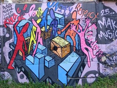 Peace Love Unity Respect, danseurs et cubes — Street art à Lisboa