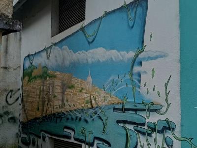 Corbeau sur Panorama de Lisbonne — Street art à Lisbon