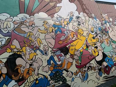 Asterix and Obelix by Goscinny and Uderzo — Street art by Albert Uderzo in Bruxelles