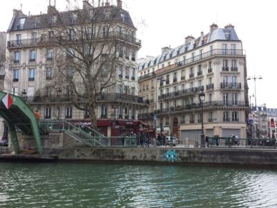PA_869, Space Invader on Quai de Valmy — Street art by Invader in Paris