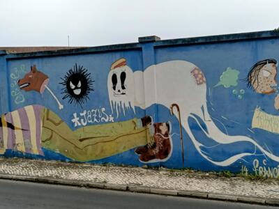 Défilé de personnages de dessin animé — Street art à Lisboa