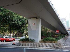 HK_31, Space Invader on Victoria Park Road flyover — Street art by Invader in Hong Kong