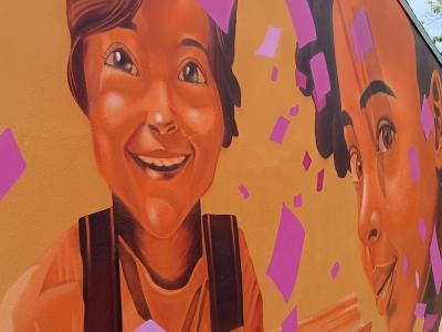 Enfants à la lecture — Street art à Sainte-Luce-sur-Loire