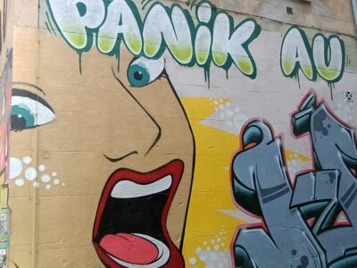 Panik Au, Face with Tongue Out — Street art in Marseille