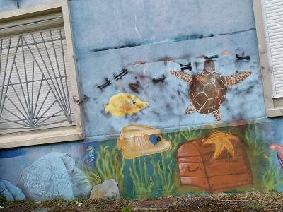 Underwater World and Neptune — Street art in Rezé