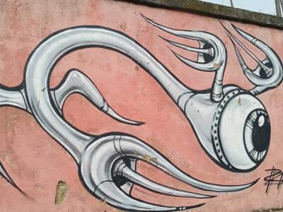 Chrome Creature with a Single Eye, by RAF — Street art by RAF (Rui Ferreira) in Lisboa